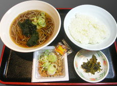 MORNING SET [B] KAKESOBA, NATTOU, RICE \350