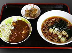 MORNING SET [C] KAKESOBA, CURRYRICE ,CABBAGE \380